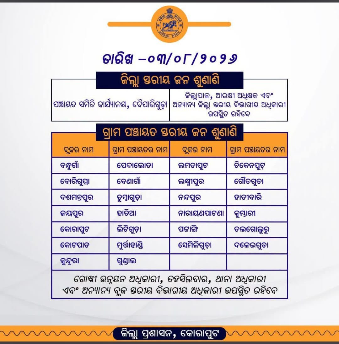 Koraput District level Public hearing at Boipariguda on 3rd August